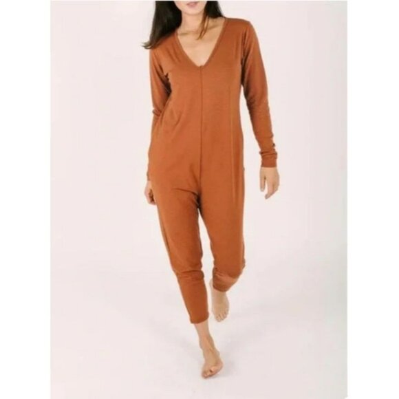 Tess Pants - Smash + Tess Burnt Orange The Friday Long Sleeve V-Neck Romper XS EUC